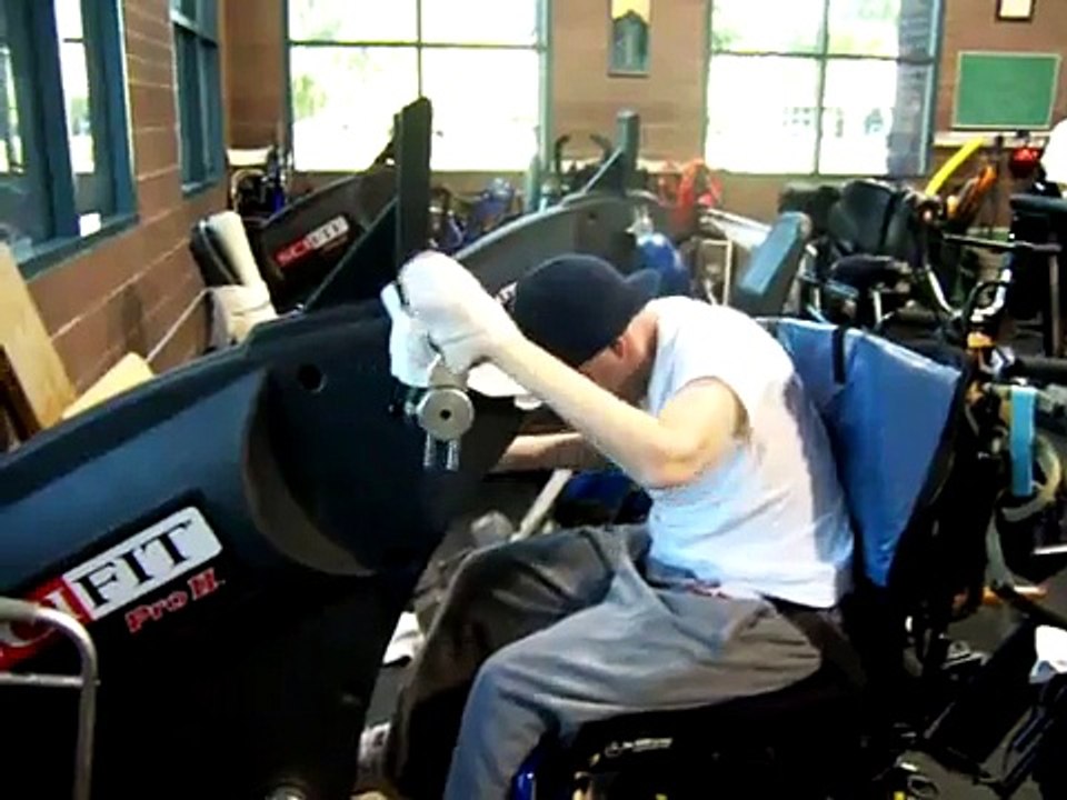 1 year post injury c4-5 quadriplegic on Sci-Fit hand bike