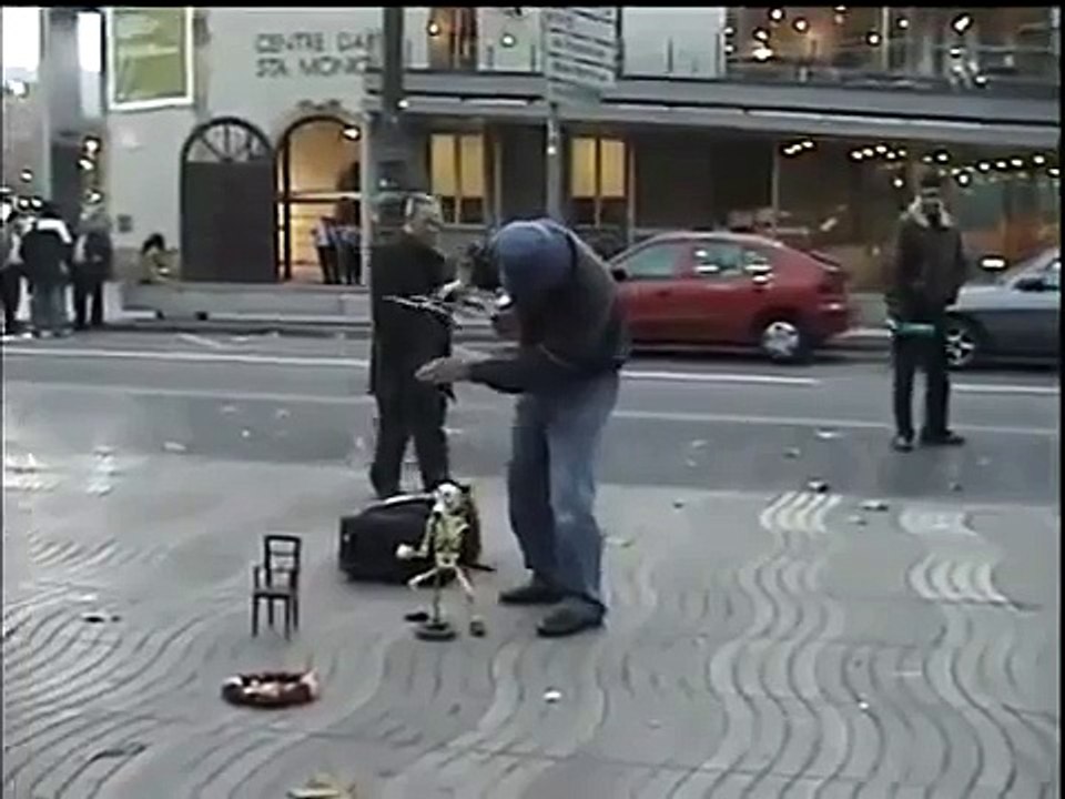 Skeleton puppet dances the twist