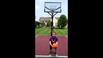 Dunkman Zack – No Look overhead basketball trick shot from the foul line