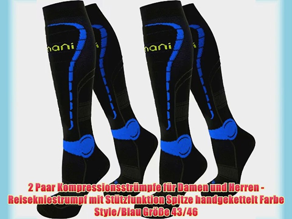 2 Paar Kompressionsstr?mpfe f?r Damen und Herren - Reisekniestrumpf mit St?tzfunktion Spitze
