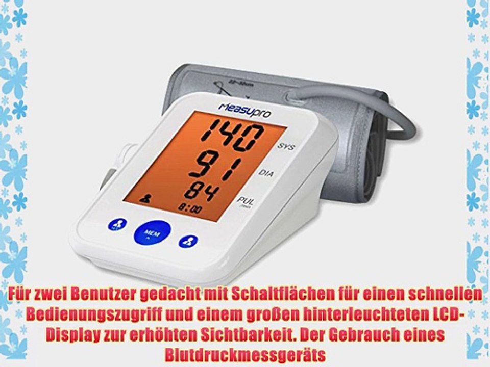 MeasuPro BPM-20A Digitales Oberarm-Blutdruckmessger?t und Herzfrequenzmesser Bluthochdruck