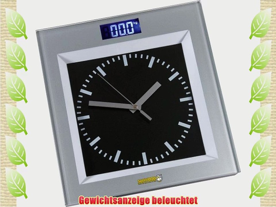 Sanwood 1003010 Personenwaage mit Uhr 4.9 x 30 x 31.9 cm max 180 kg Kunststoff/Glas Ziffernblatt