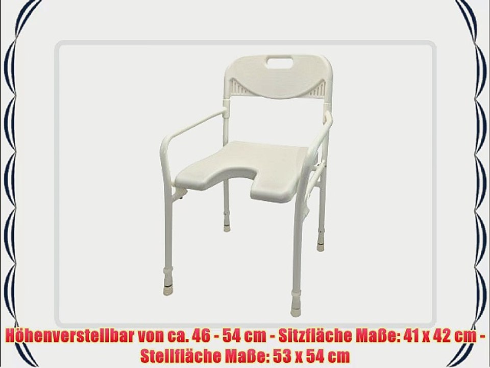 Duschhocker Duschstuhl mit Arm- und R?ckenlehne faltbar wei?