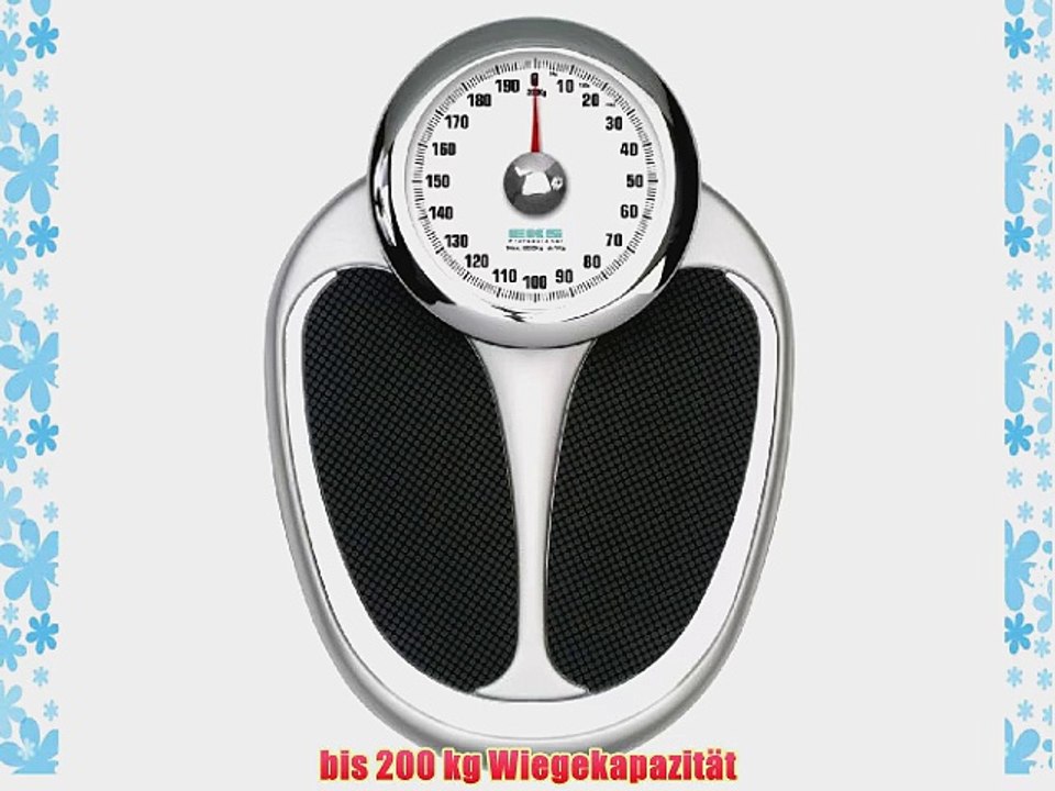 Doktorwaage bis 200 kg Stahl/PVC-Trittfl?che chrom/schwarz 15 x 345 x 465 cm