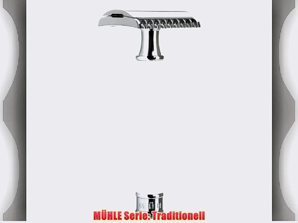 M?HLE - Klassischer Rasierhobel - offener Kamm - Griff Metall verchromt / Edelharz wei?