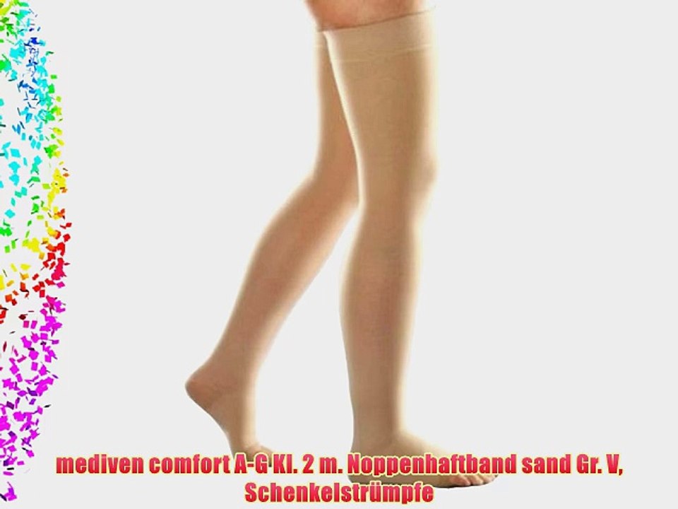 mediven comfort A-G Kl. 2 m. Noppenhaftband sand Gr. V Schenkelstr?mpfe