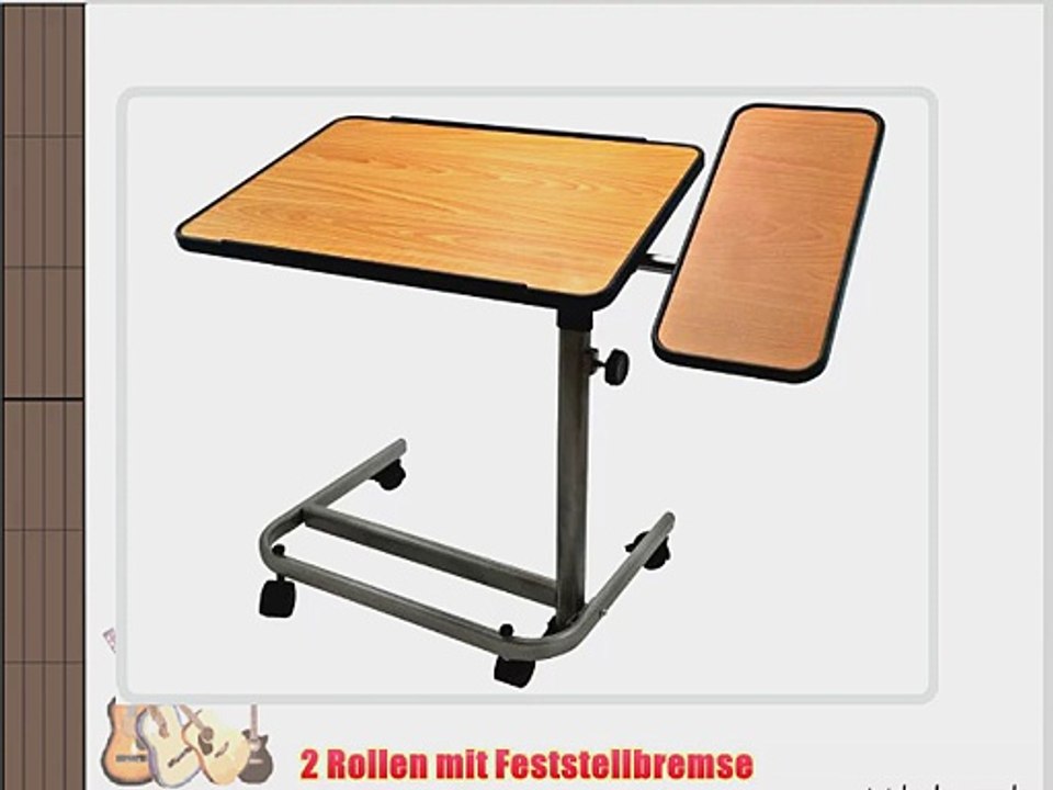 Beistelltisch 2 - geteilt Farbe: braun/silber fahrbar - Beistellwagen Krankentisch Bett-Tisch