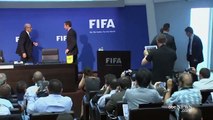 FIFA - Comedian Lee Nelson throws money at Sepp Blatter At Fifa Confrence