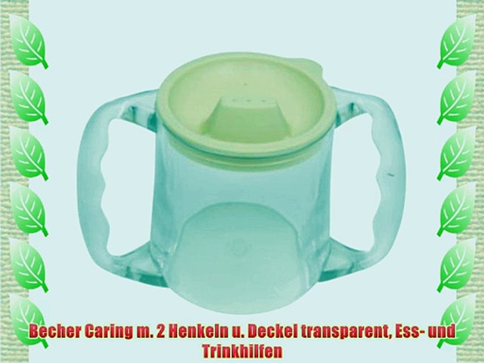 Becher Caring m. 2 Henkeln u. Deckel transparent Ess- und Trinkhilfen