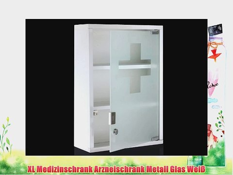 XL Medizinschrank Arzneischrank Metall Glas Wei?
