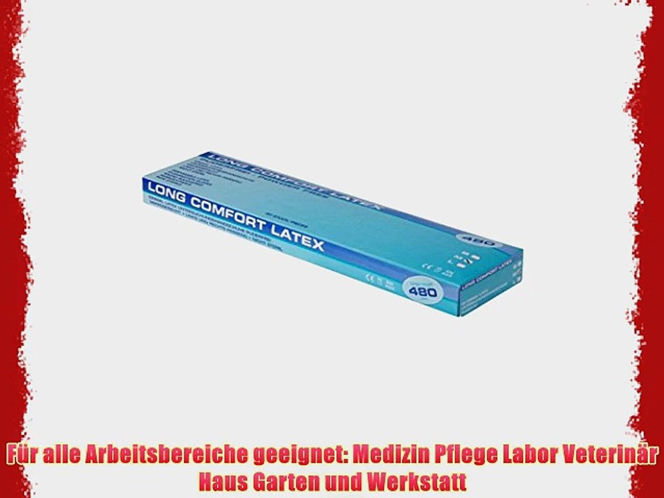 40 extra lange Latexhandschuhe Long Comfort 480 puderfrei Einmalhandschuhe L