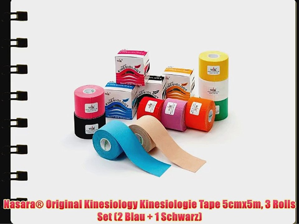 Nasara? Original Kinesiology Kinesiologie Tape 5cmx5m 3 Rolls Set (2 Blau   1 Schwarz)