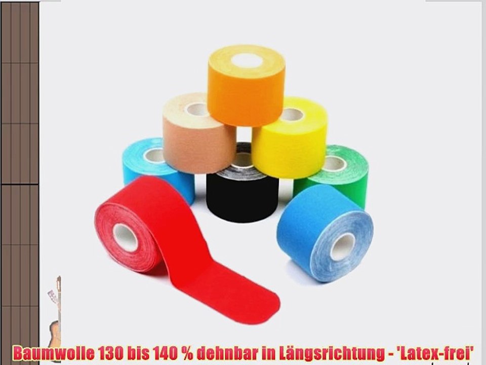 6 Rollen Kinesiologie Tape 5 m x 50 cm in 11 Farben Farbe:bunt