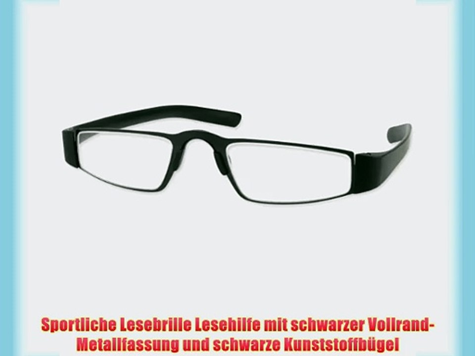 Sportliche Lesebrille Lesehilfe mit Metallfassung schwarz  200 Dioptrien mit solidem Brillenetui