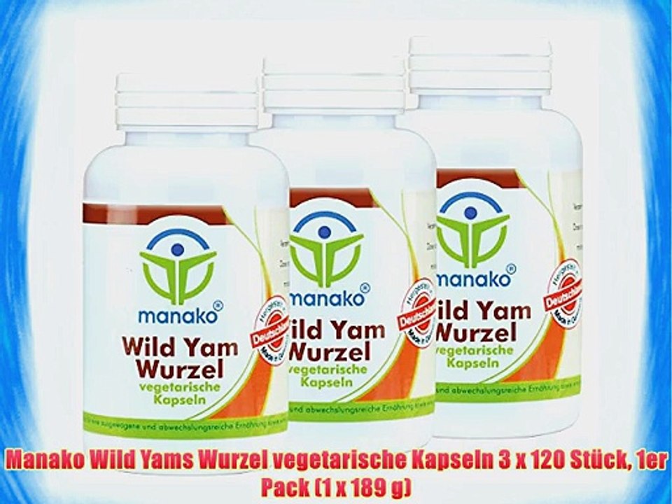 Manako Wild Yams Wurzel vegetarische Kapseln 3 x 120 St?ck 1er Pack (1 x 189 g)
