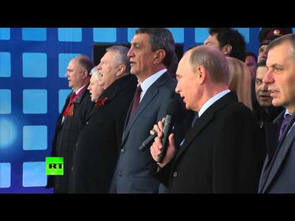 Putin sings national anthem at Red Square Crimea celebration