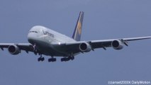 Lufthansa Widebodies Landing. Airbus A380, Boeing 747-400, Airbus A340. Frankfurt Airport