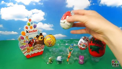 Surprise egg, Kinder Surprise, Frozen, Disney Pixar Cars 2, Angry Birds, Play Doh  Маша и медведь