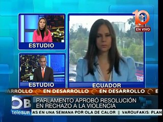 Ecuador: oposición rechaza dictamen del Congreso contra violencia
