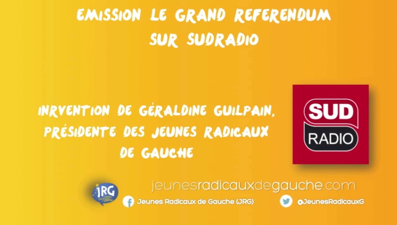 Géraldine Guilpain, Présidente des JRG sur SUDRADIO le 22/07/2015
