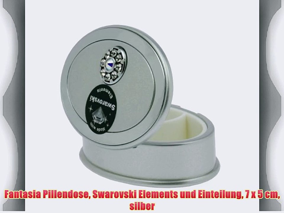 Fantasia Pillendose Swarovski Elements und Einteilung 7 x 5 cm silber