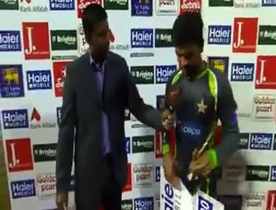 Ahmed Shehzad during the presentation ceremony man of the match