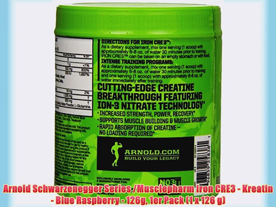 Arnold Schwarzenegger Series /Musclepharm Iron CRE3 - Kreatin - Blue Raspberry - 126g 1er Pack