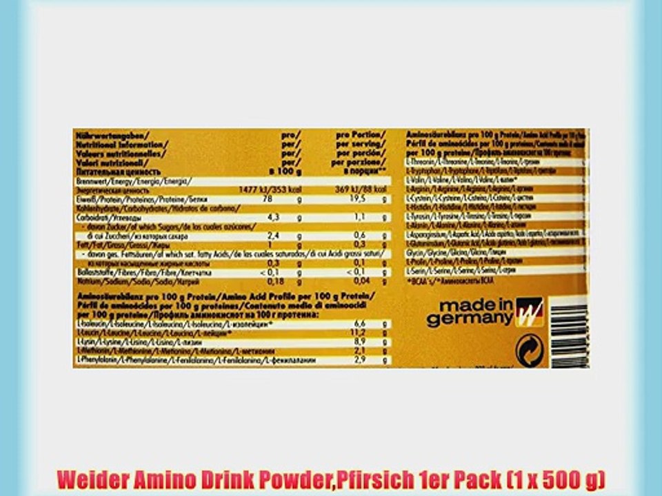 Weider Amino Drink PowderPfirsich 1er Pack (1 x 500 g)