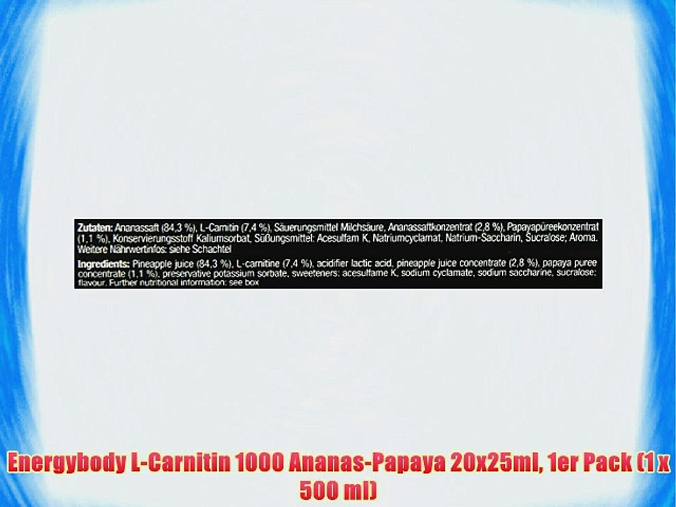 Energybody L-Carnitin 1000 Ananas-Papaya 20x25ml 1er Pack (1 x 500 ml)