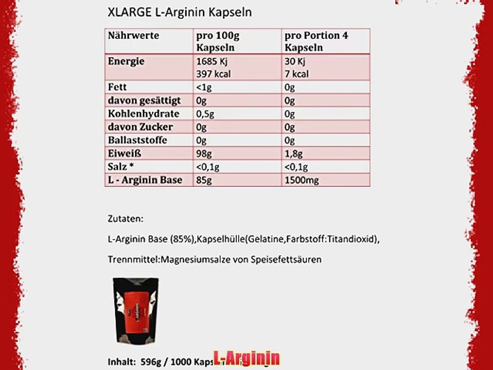 XLarge Nutrition L-Arginin - 1000 Kapseln ? 500mg Gro?handelsabpackung (2 Beutel)