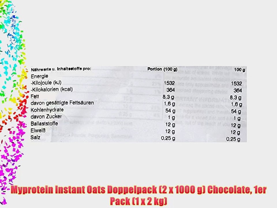 Myprotein Instant Oats Doppelpack (2 x 1000 g) Chocolate 1er Pack (1 x 2 kg)