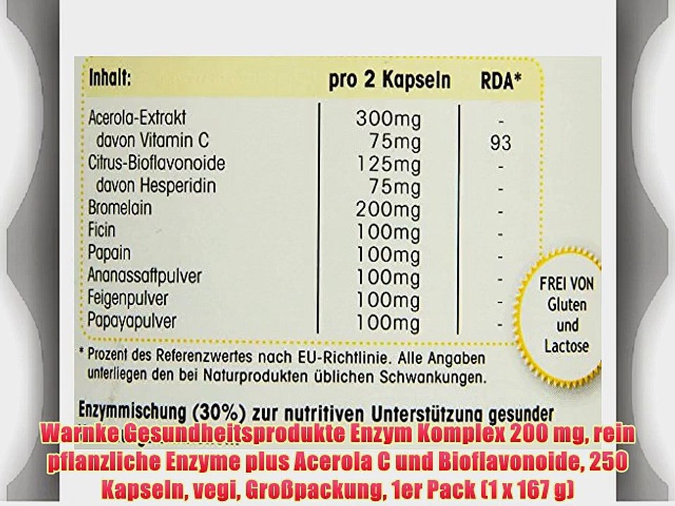 Warnke Gesundheitsprodukte Enzym Komplex 200 mg rein pflanzliche Enzyme plus Acerola C und