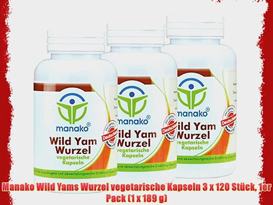 Manako Wild Yams Wurzel vegetarische Kapseln 3 x 120 St?ck 1er Pack (1 x 189 g)