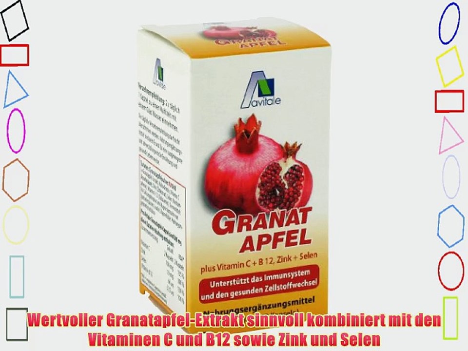 Avitale Granatapfel 500 mg plus Vit.C   B12   Zink   Selen 60 St?ck  1er Pack (1 x 36 g)