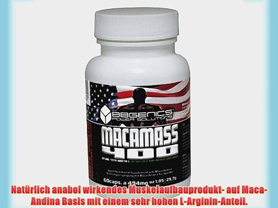 MacaMass 400 360caps Premium-Pack - Anaboles Muskelaufbau-Supplement auf einer Maca-Andina