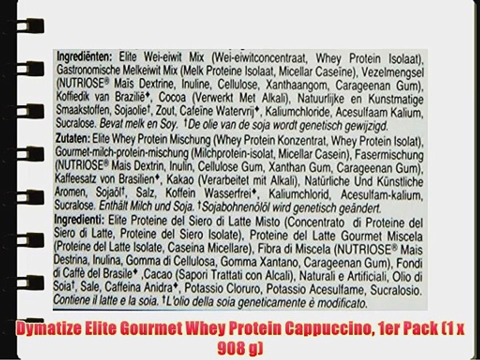 Dymatize Elite Gourmet Whey Protein Cappuccino 1er Pack (1 x 908 g)