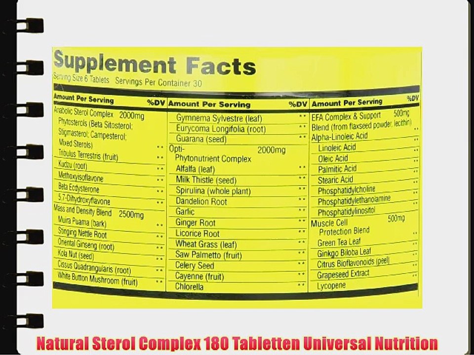 Natural Sterol Complex 180 Tabletten Universal Nutrition