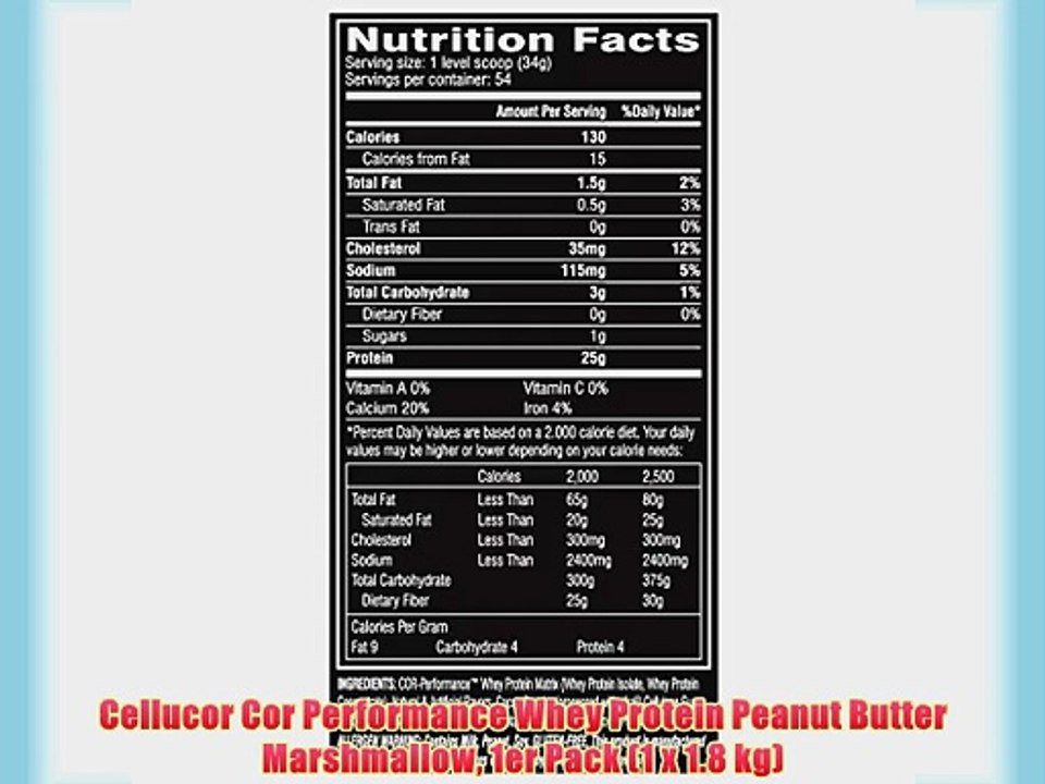 Cellucor Cor Performance Whey Protein Peanut Butter Marshmallow 1er Pack (1 x 1.8 kg)