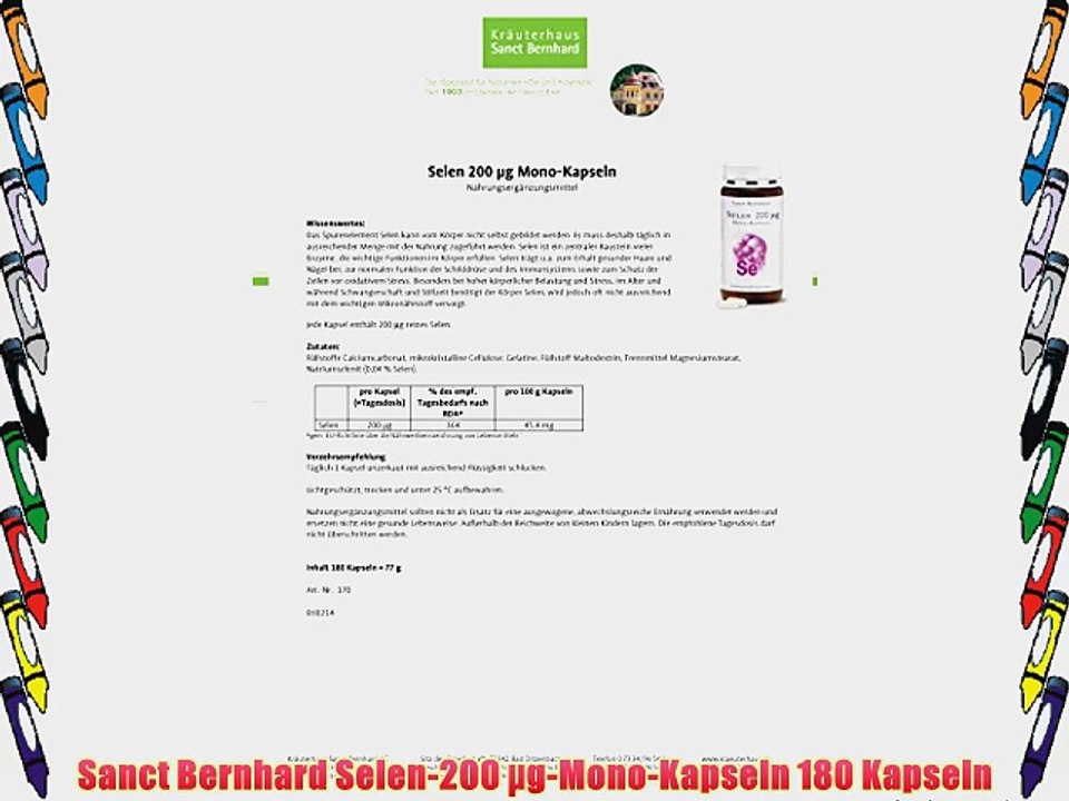 Sanct Bernhard Selen-200 ?g-Mono-Kapseln 180 Kapseln