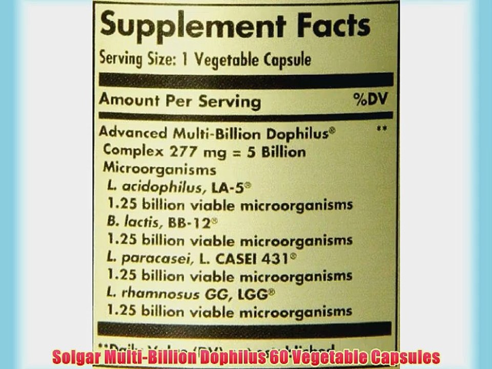 Solgar Multi-Billion Dophilus 60 Vegetable Capsules