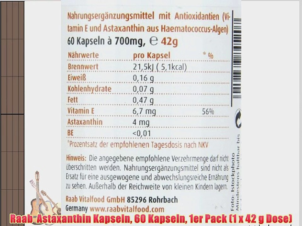 Raab  Astaxanthin Kapseln 60 Kapseln 1er Pack (1 x 42 g Dose)