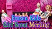 Frozen Kids Girl Scout Meeting with Barbie and Spiderman Girl Scout Leaders and Frozen Els