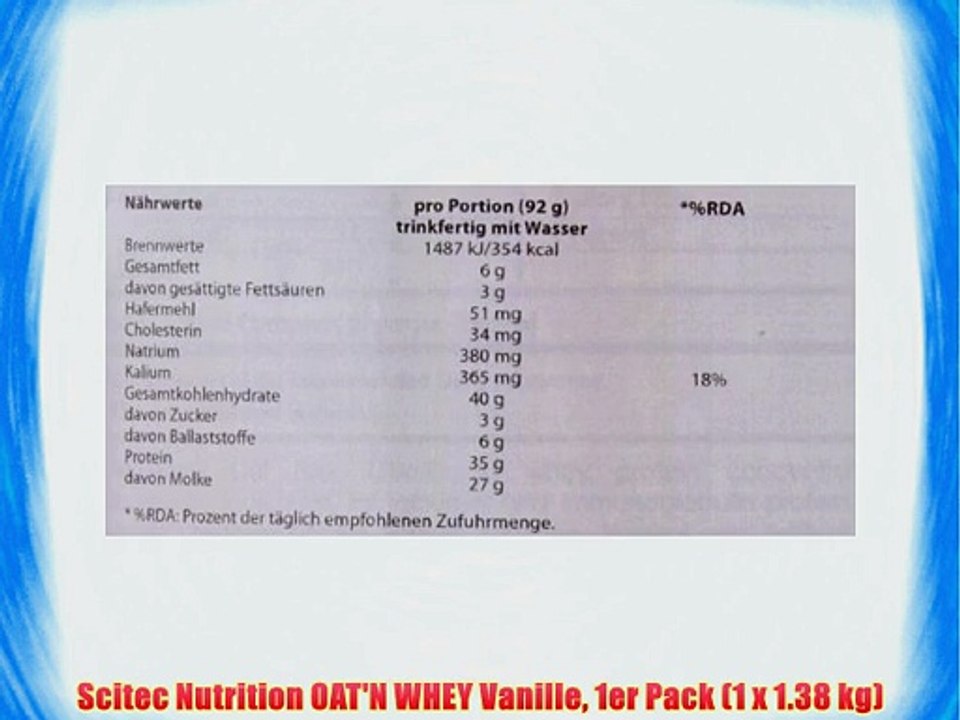 Scitec Nutrition OAT'N WHEY Vanille 1er Pack (1 x 1.38 kg)