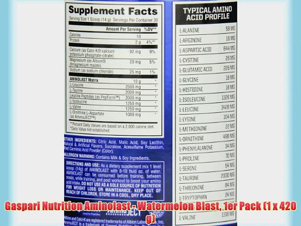 Gaspari Nutrition Aminolast - Watermelon Blast 1er Pack (1 x 420 g)