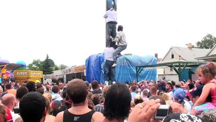 The winning grease pole climb at the 2009 St. Rocco's Italian Festival.