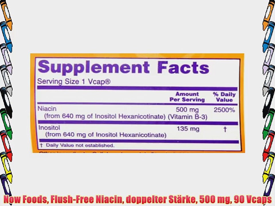 Now Foods Flush-Free Niacin doppelter St?rke 500 mg 90 Vcaps