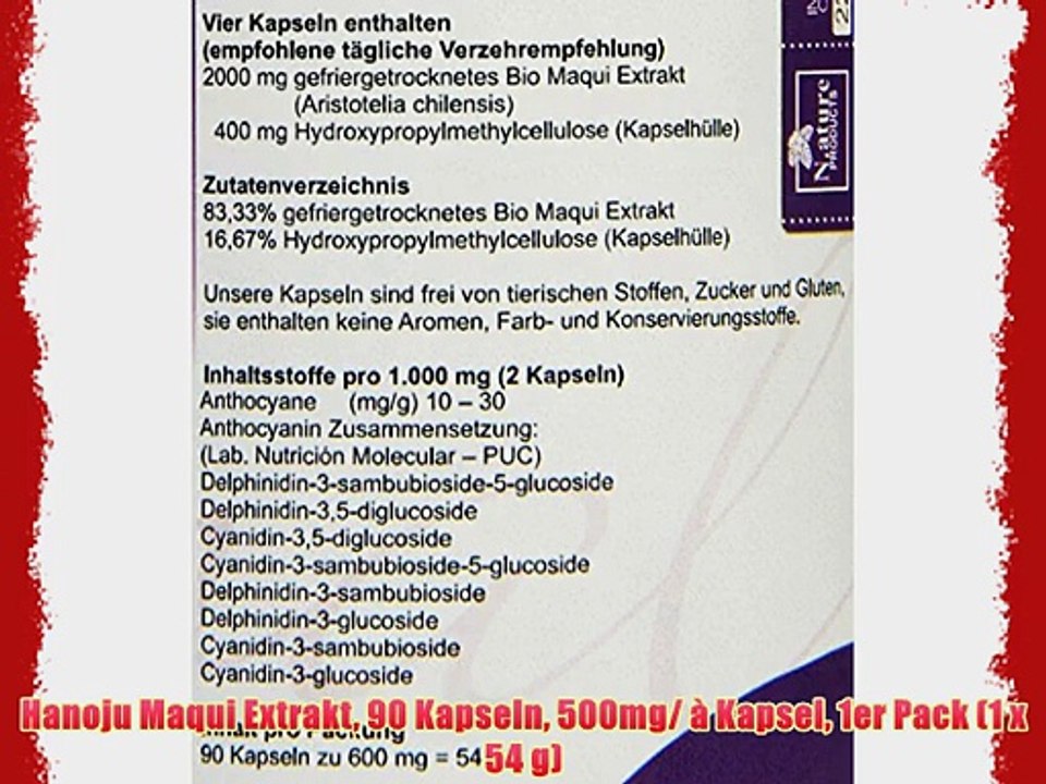 Hanoju Maqui Extrakt 90 Kapseln 500mg/ ? Kapsel 1er Pack (1 x 54 g)