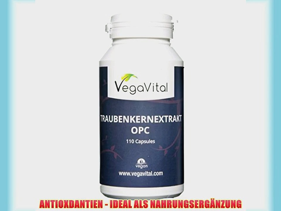 TRAUBENKERNEXTRAKT OPC (95%) 190mg 110 Kapseln von VegaVital starkes Antioxidant zertifizierte
