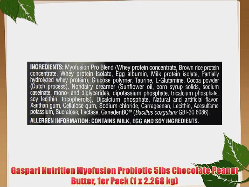 Gaspari Nutrition Myofusion Probiotic 5lbs Chocolate Peanut Butter 1er Pack (1 x 2.268 kg)