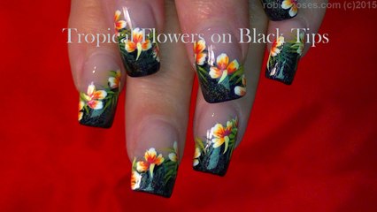 Tropical Flower Nails   Summer Hibiscus Nail Design